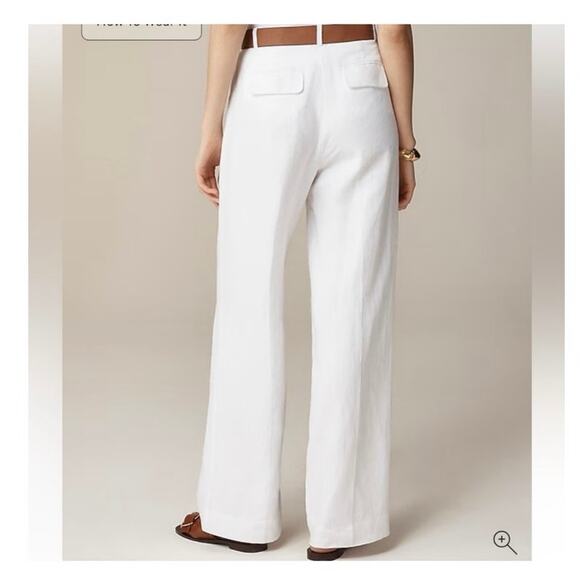 J.Crew Essential Wide Leg 100% Linen Pants Size 00 Ivory High Rise Coastal Chic - Picture 2 of 13